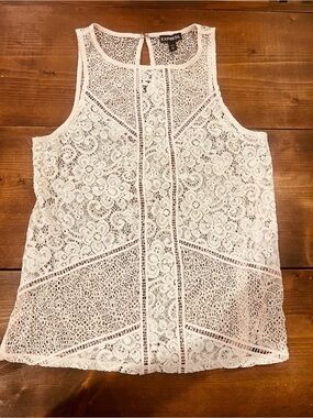 Express White Lace Crochet Tank Top